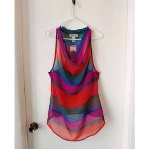 Myth NYC Vintage Y2k Cowl Neck Sheer Striped Top